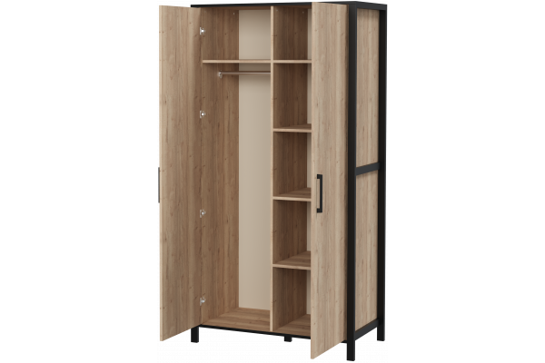 Шкаф DIWO Элиста двухдверный, дуб крафт золотой, черный