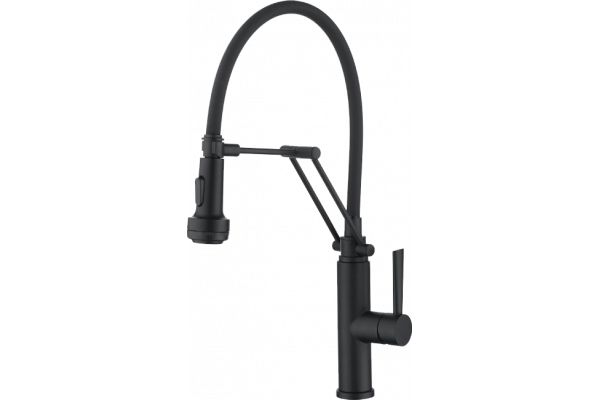 Смеситель для кухни Domaci Равенна DCB 7012 черный, с гибким изливом