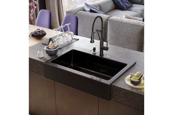 Смеситель для кухни Domaci Равенна DCB 7012 черный, с гибким изливом