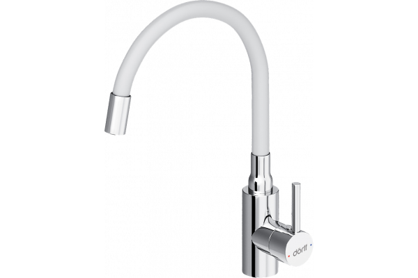 Смеситель для кухни Dorff Logic D3007633 хром, белый, с гибким изливом