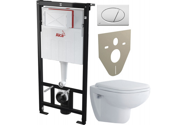 Комплект Унитаз подвесной Duravit D-code 45700900A1 безободковый + Инсталляция AlcaPlast A101 Sadromodul + Кнопка ALCA M70 белая + Шумоизоляция