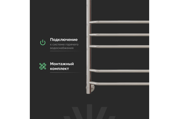 Полотенцесушитель водяной EWRIKA Сафо БР3 80х50 с полкой, хром, с монтажным набором