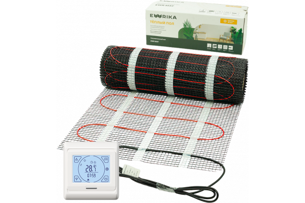 Комплект теплого пола EWRIKA MAT EWR 150-9 с терморегулятором ТЕП91Б белым, сенсорным