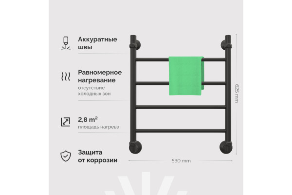 Полотенцесушитель водяной EWRIKA Сафо P 60х50, черный матовый