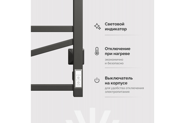 Полотенцесушитель электрический EWRIKA Пенелопа Z 100x50 чёрный матовый