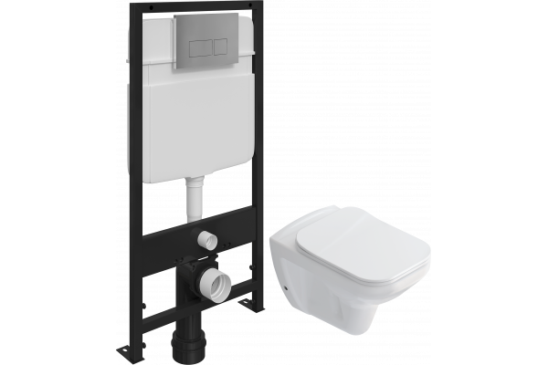 Комплект Унитаз подвесной STWORKI Дублин SETK3504-0605-001-1-6000 с микролифтом + Инсталляция EWRIKA ProLT 0026-2020 + Кнопка 0041 хром