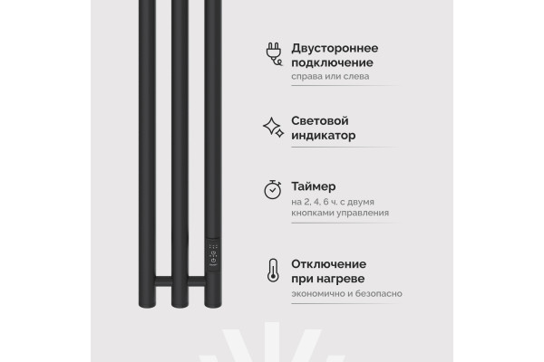 Полотенцесушитель электрический EWRIKA Пенелопа Х3 120 черный