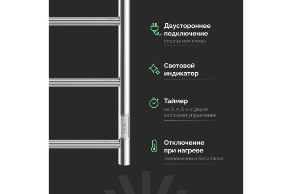 Полотенцесушитель электрический EWRIKA Сафо PN 80х50, с полкой, хром