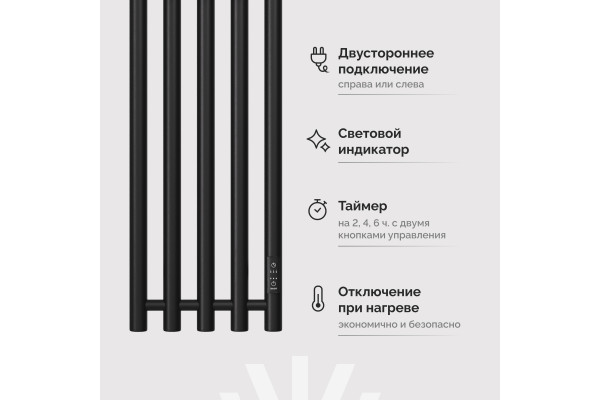 Полотенцесушитель электрический EWRIKA Пенелопа Х5 120 черный