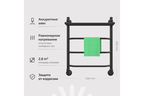 Полотенцесушитель водяной EWRIKA Сафо FT 60х50, черный матовый