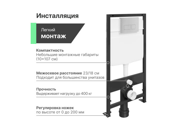 Комплект  Унитаз подвесной IDDIS Blanco BLARDSEi25 безободковый, с микролифтом + Система инсталляции для унитазов EWRIKA ProLT 0026-2020 + Кнопка смыв