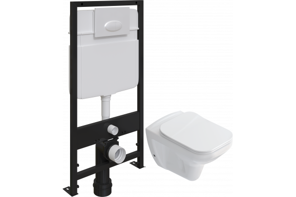 Комплект Унитаз подвесной STWORKI Дублин SETK3504-0605-001-1-6000 с микролифтом + Инсталляция EWRIKA ProLT 0026-2020 + Кнопка 0052 белая