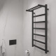 Полотенцесушитель электрический EWRIKA Пенелопа КВ7 100х50, с полкой, черный матовый
