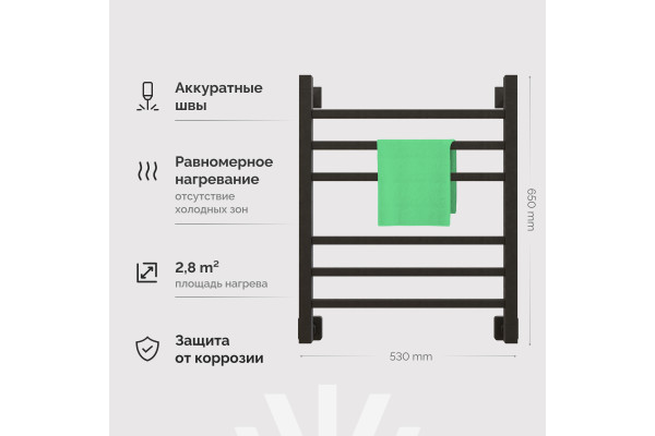 Полотенцесушитель водяной EWRIKA Деметра LP 60х50, черный матовый