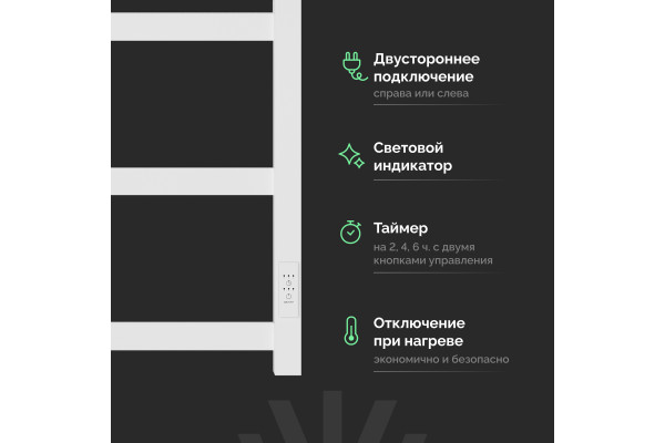 Полотенцесушитель электрический EWRIKA Пенелопа КВ7 60х50 с полкой, белый