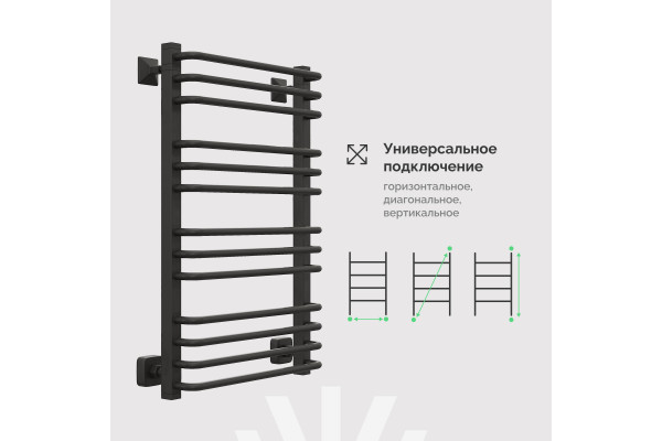 Полотенцесушитель водяной EWRIKA Кассандра Pd 80x50, черный матовый