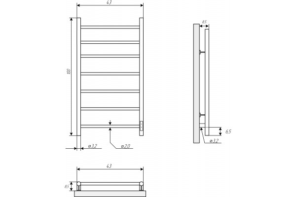 Полотенцесушитель электрический EWRIKA Сафо PN 100x40, хром