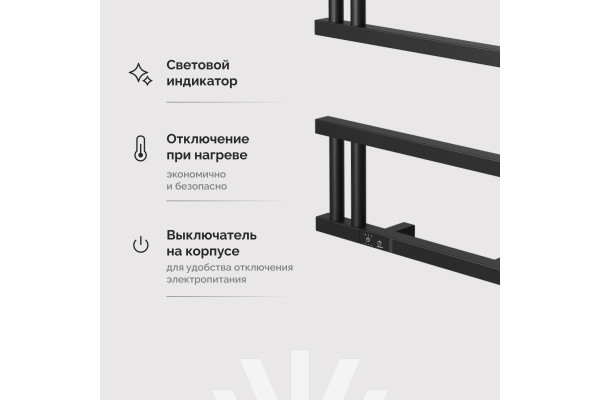 Полотенцесушитель электрический EWRIKA Пенелопа M, 60х53, черный