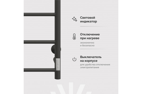 Полотенцесушитель электрический EWRIKA Сафо PN 100x40, черный матовый