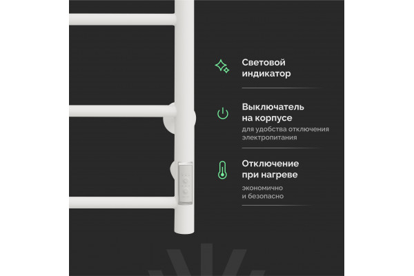 Полотенцесушитель электрический EWRIKA Сафо PN 80x40, белый
