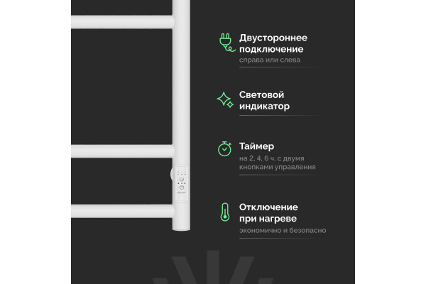 Полотенцесушитель электрический EWRIKA Пенелопа L1 80х50, белый