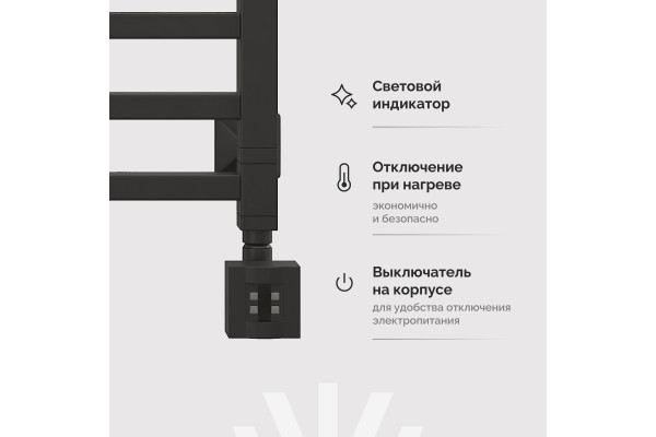 Полотенцесушитель электрический EWRIKA Кассандра Pg 60x50 R, черный матовый