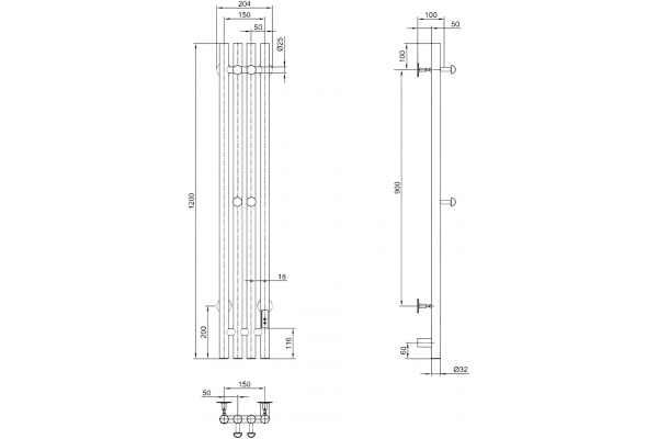 Полотенцесушитель электрический EWRIKA Пенелопа V 120х15, белый