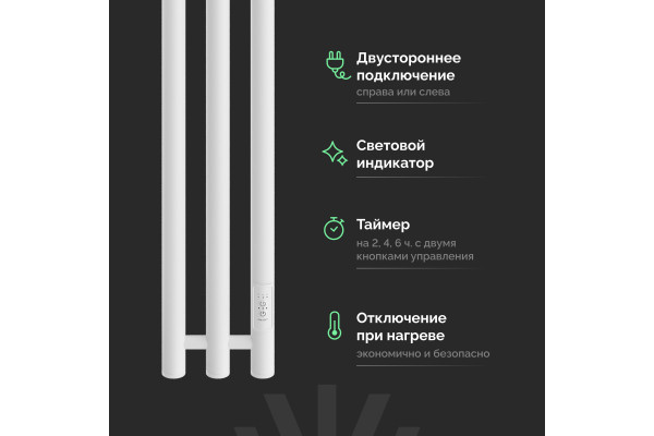 Полотенцесушитель электрический EWRIKA Пенелопа Х3 120 белый