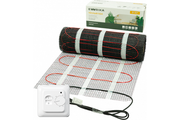 Комплект теплого пола EWRIKA MAT EWR 150-7 с терморегулятором ТЕП7026 белым, механическим