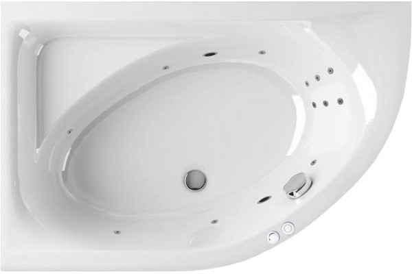 Акриловая ванна Excellent Aquarella WAEX.ARL15.LINE L 150x100 см, угловая, с гидромассажем, с каркасом, со сливом-переливом, асимметричная