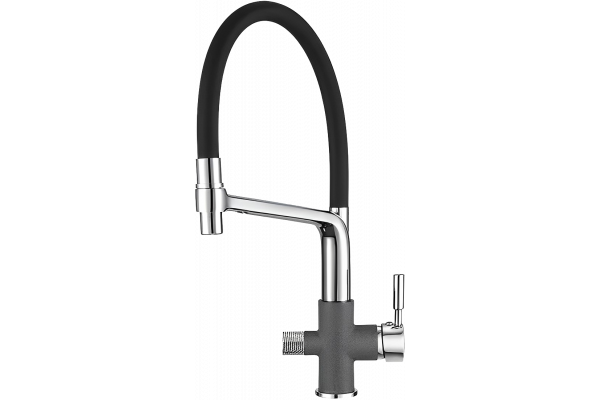 Смеситель для кухни Granula GR-0075 графит, с гибким изливом