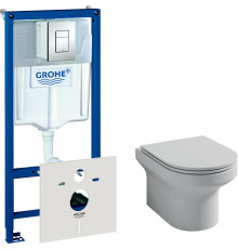 Комплект Унитаз подвесной Jacob Delafon Elite EDX114RU-00 безободковый + Инсталляция Grohe Rapid SL 38775001H 4 в 1 с кнопкой смыва и шумоизоляцией