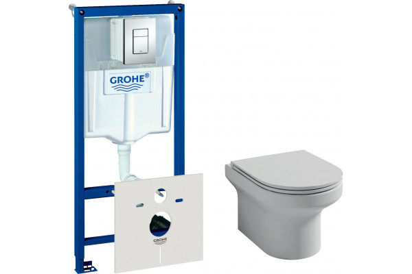 Комплект Унитаз подвесной Jacob Delafon Elite EDX114RU-00 безободковый + Инсталляция Grohe Rapid SL 38775001H 4 в 1 с кнопкой смыва и шумоизоляцией