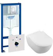Комплект Унитаз подвесной Villeroy & Boch Subway 2.0 5614R201 alpin + Инсталляция Grohe Rapid SL 38775001H 4 в 1 с кнопкой смыва и шумоизоляцией