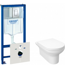 Комплект Унитаз подвесной STWORKI Хаммель HDC520WH с микролифтом + Инсталляция Grohe Rapid SL 38772001 3 в 1 с кнопкой смыва + Шумоизоляция 37131000
