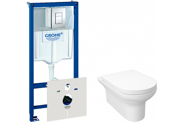 Комплект Унитаз подвесной STWORKI Хаммель HDC520WH с микролифтом + Инсталляция Grohe Rapid SL 38772001 3 в 1 с кнопкой смыва + Шумоизоляция 37131000