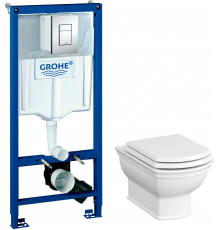 Комплект Унитаз подвесной VitrA Valarte + Крышка 124-003-009 с микролифтом + Инсталляция Grohe Rapid SL 38772001 3 в 1 с кнопкой смыва