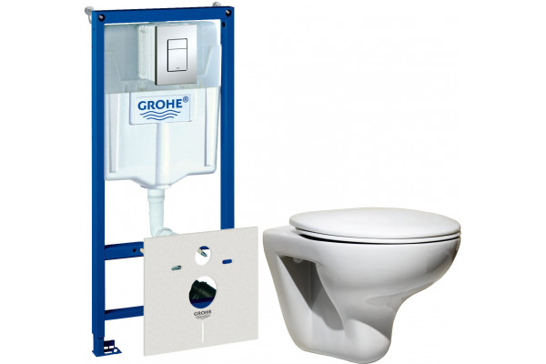 Комплект Унитаз подвесной Roca Mateo + Крышка DIWO Матео 0346 с микролифтом + Инсталляция Grohe Rapid SL 38775001H 4 в 1 с кнопкой смыва и шумоизоляцией