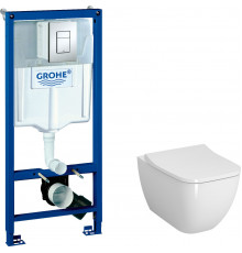 Комплект Унитаз подвесной VitrA Shift 7742B003-0075 белая глянцевая + Крышка Integra Square 191-003-009 с микролифтом + Инсталляция Grohe Rapid SL 38772001 3 в 1 с кнопкой смыв