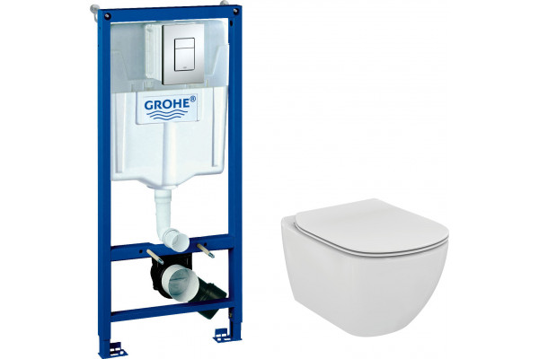 Комплект Унитаз подвесной Ideal Standard Tesi T354601 с микролифтом + Инсталляция Grohe Rapid SL 38772001 3 в 1 с кнопкой смыва