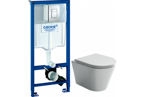 Комплект Унитаз подвесной Ceramicanova Forma CN3011 с микролифтом + Инсталляция Grohe Rapid SL 38772001 3 в 1 с кнопкой смыва