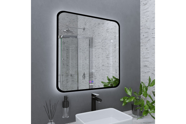 Зеркало Grossman Elegans-норма Black 80 с подсветкой, с антизапотевателем