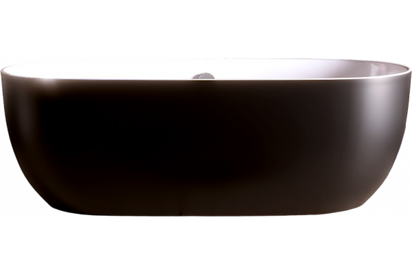 Акриловая ванна Grossman GR-2401MB 150x75 см, отдельностоящая, овальная, с каркасом, со сливом-переливом, черная, матовая