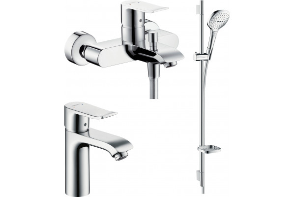 Душевой комплект Hansgrohe Metris 31080000 + Metris 31480000 + душевой гарнитур Raindance Select E 120 26621400