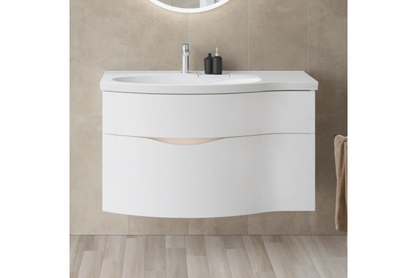 Тумба с раковиной Kerama Marazzi Riva 100, левая подвесная, белая матовая