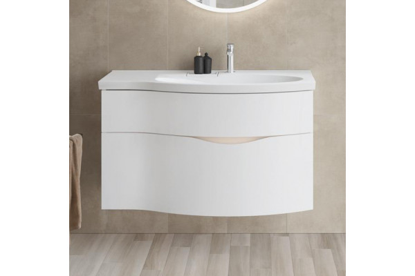 Тумба с раковиной Kerama Marazzi Riva 100, правая подвесная, белая матовая