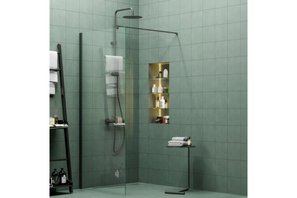 Душевая перегородка Kerama Marazzi Vetro VE.100.WI.BLK.M 100 см, профиль матовый черный, стекло прозрачное