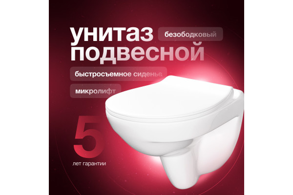 Унитаз подвесной Керамин Санти CDB00022946 безободковый, с микролифтом
