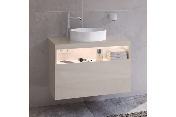Тумба с раковиной Keuco Stageline 32864 80 см, с подсветкой, розеткой и точкой зарядки USB и USB-C, кашемир