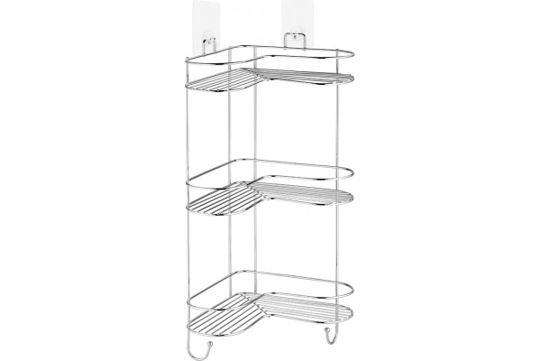 Полка Kleber Lite KLE-LT056 угловая, 3-ярусная, с крючками